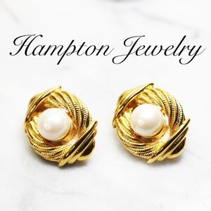 Earrings Featuring Large Pearls in Gold Clip On Setting ~ Excellent Condition